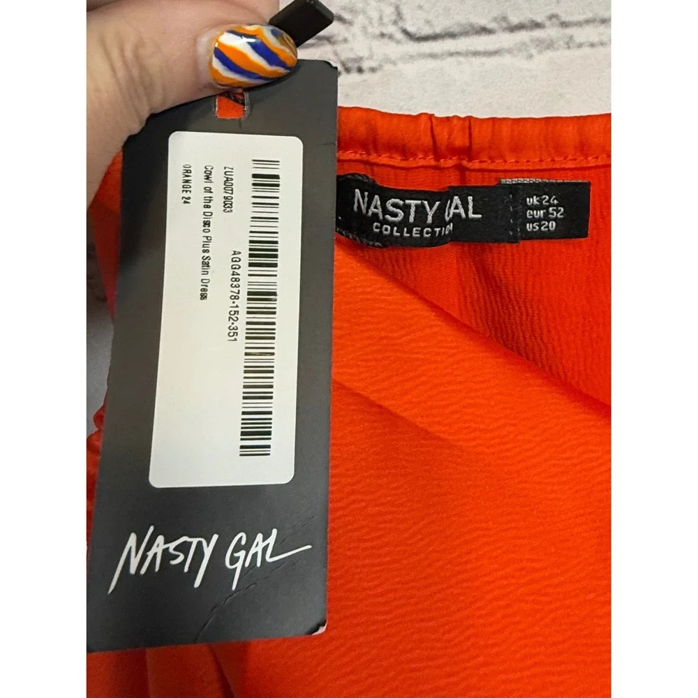 Nasty‎ Gal Orange Cowl Neck Slip Dress Mini Spaghetti Straps size 20 NWT